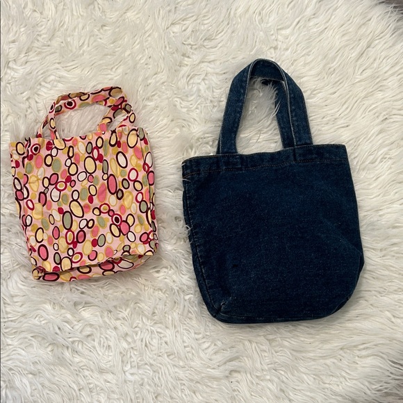 no brand Handbags - Stylish Denim and Patterned Mini Tote Bag Set
